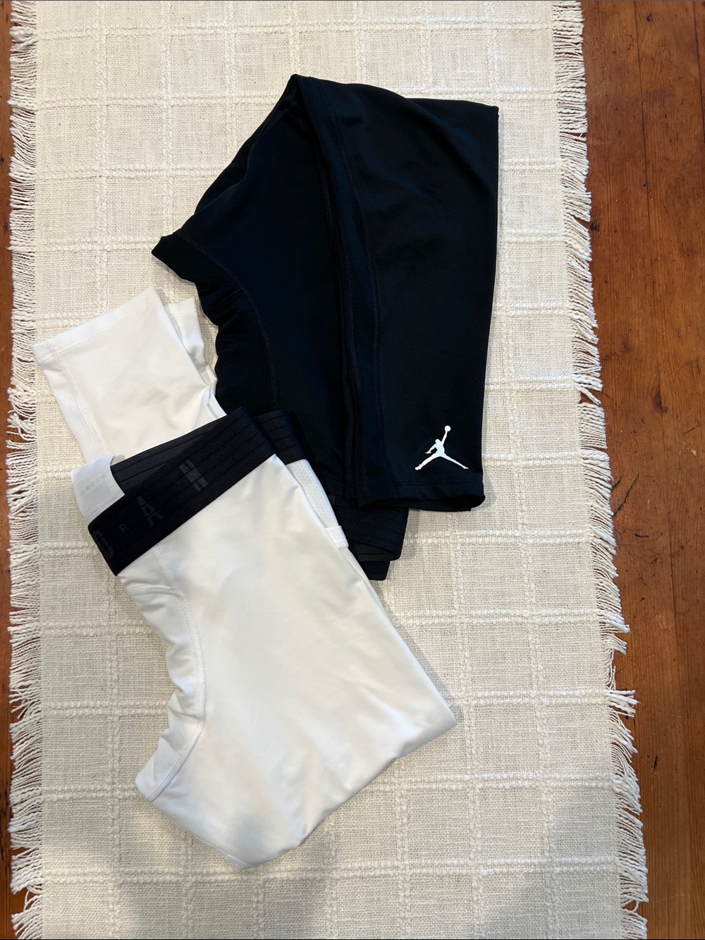 Jordan Dry-Fit Black and White 3/4 length basketball tights -2 pair set
